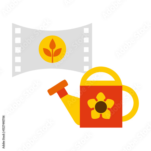 Biodegradable Film and Watering Can Cutout illustration