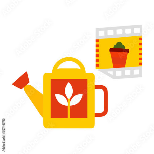 Biodegradable Film and Watering Can Cutout illustration
