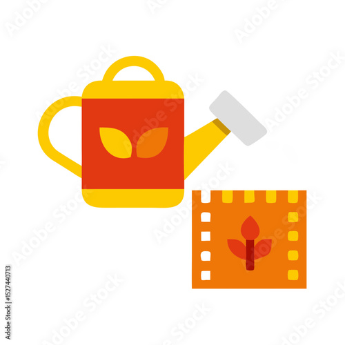 Biodegradable Film and Watering Can Cutout illustration