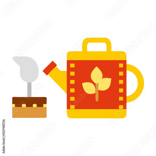 Biodegradable Film and Watering Can Cutout illustration