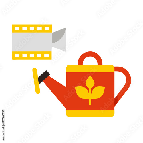 Biodegradable Film and Watering Can Cutout illustration