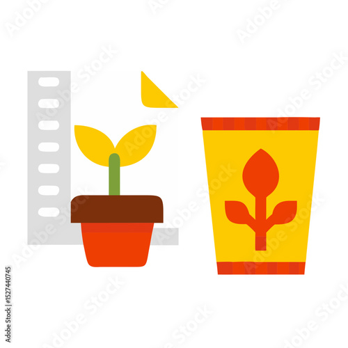 Biodegradable Film and Watering Can Cutout illustration