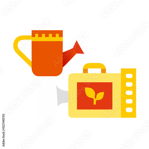 Biodegradable Film and Watering Can Cutout illustration