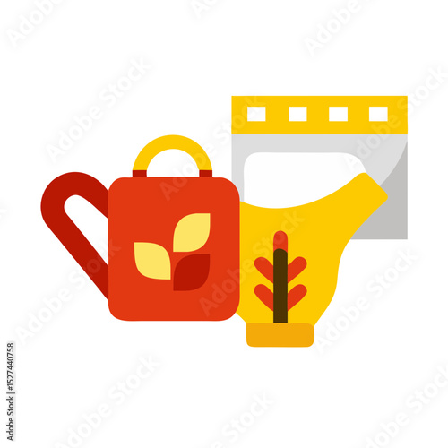 Biodegradable Film and Watering Can Cutout illustration