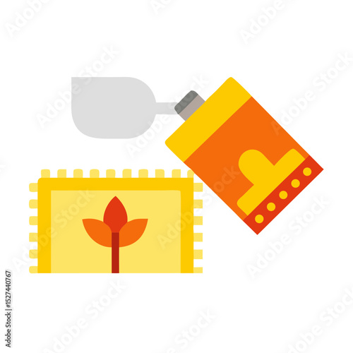 Biodegradable Film and Watering Can Cutout illustration