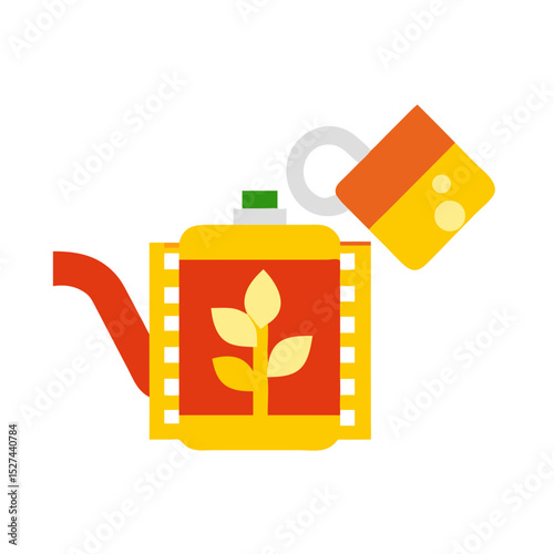 Biodegradable Film and Watering Can Cutout illustration