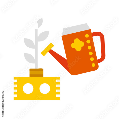 Biodegradable Film and Watering Can Cutout illustration