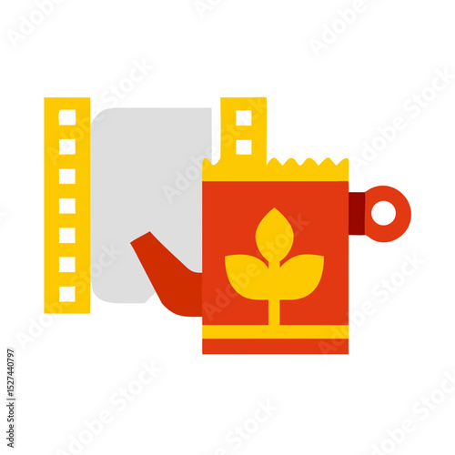 Biodegradable Film and Watering Can Cutout illustration