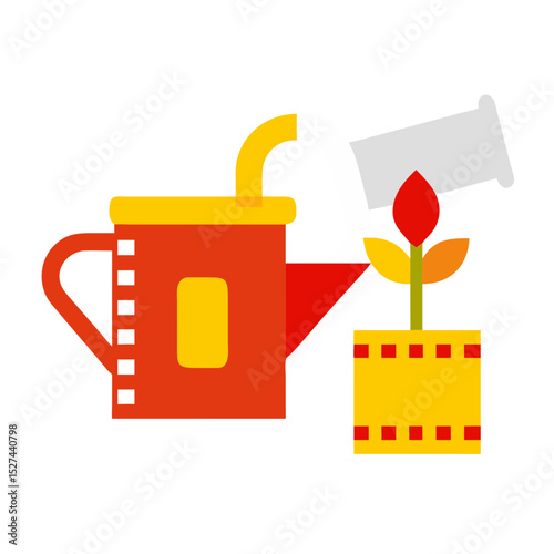 Biodegradable Film and Watering Can Cutout illustration