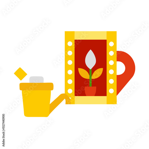 Biodegradable Film and Watering Can Cutout illustration