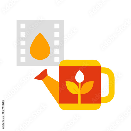 Biodegradable Film and Watering Can Cutout illustration