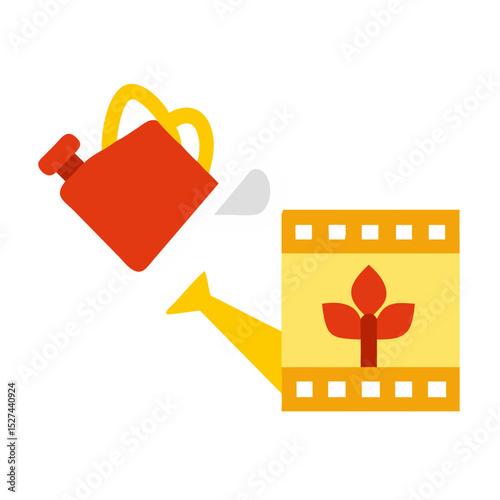 Biodegradable Film and Watering Can Cutout illustration