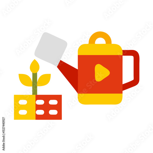 Biodegradable Film and Watering Can Cutout illustration