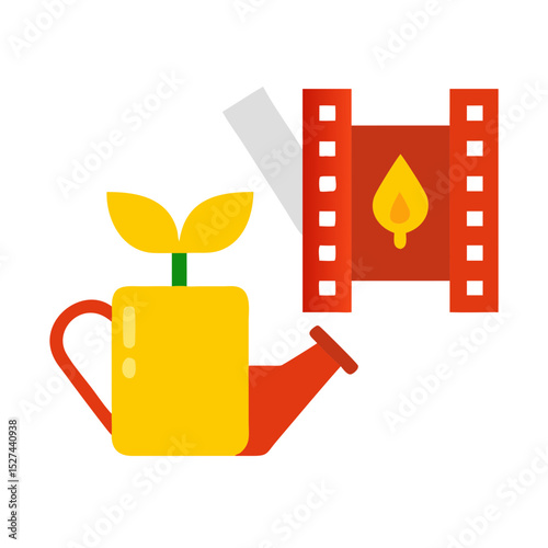 Biodegradable Film and Watering Can Cutout illustration