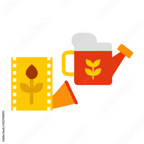 Biodegradable Film and Watering Can Cutout illustration
