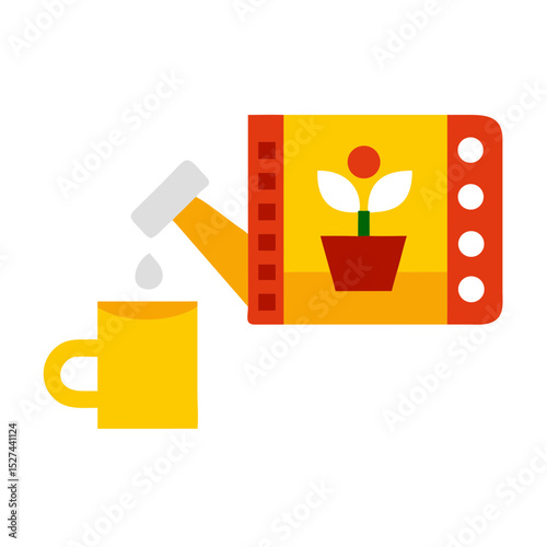 Biodegradable Film and Watering Can Cutout illustration