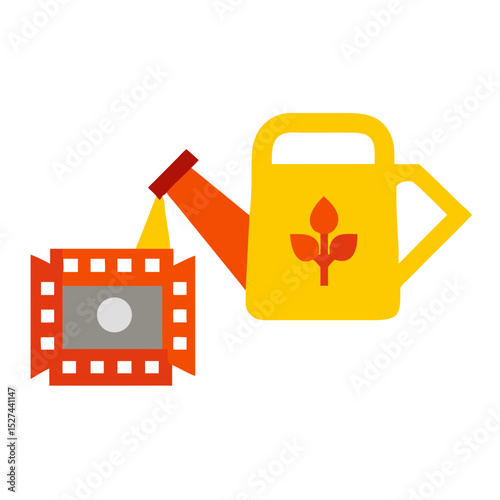 Biodegradable Film and Watering Can Cutout illustration