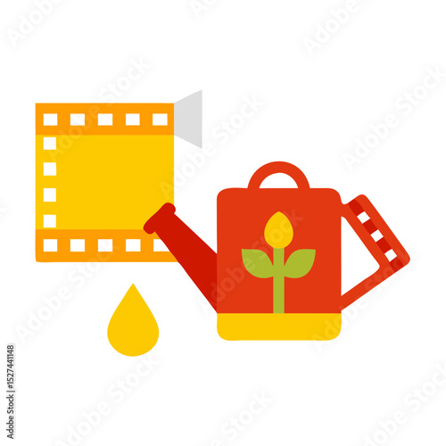 Biodegradable Film and Watering Can Cutout illustration