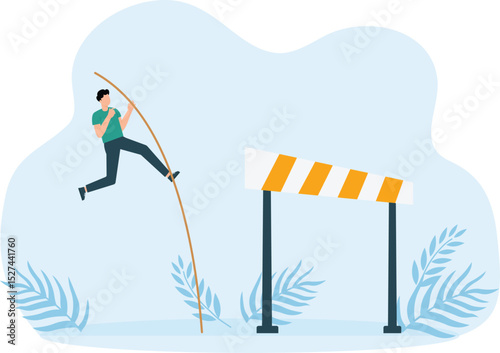Success to win in business competition, overcome or motivation to solve problem,lead company achievement concept
