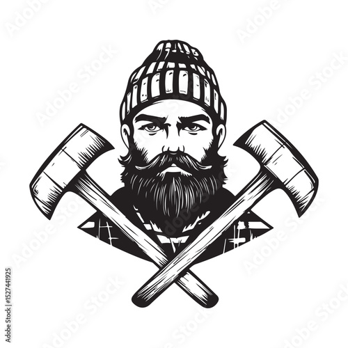 Lumberjack festival emblem template Image Vector Isolated on white background.