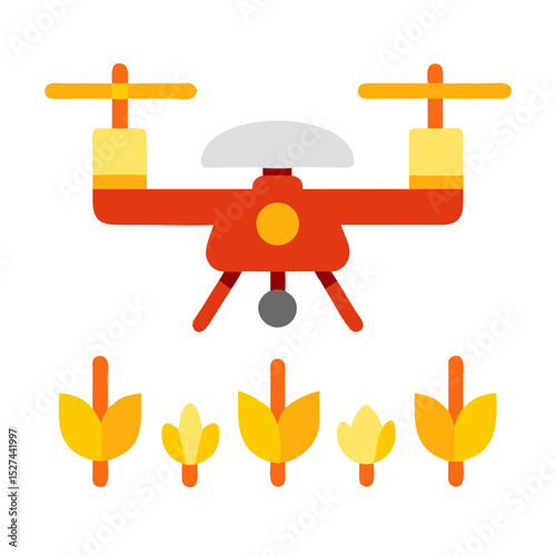 Drone Capturing Images of Crops for Analysis illustration Cutout