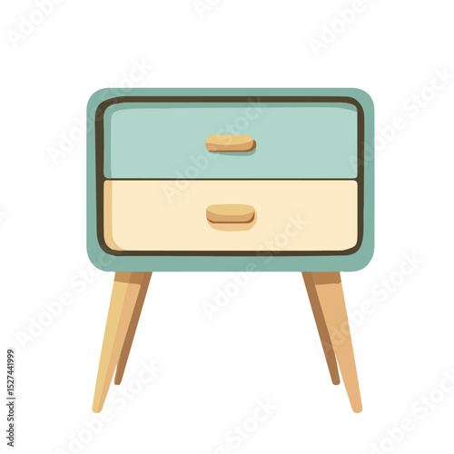 2D flat vector illustration of Nightstand, isolated on a white background.