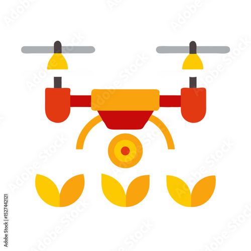 Drone with Advanced Sensors for Crop Analysis Isolated illustration