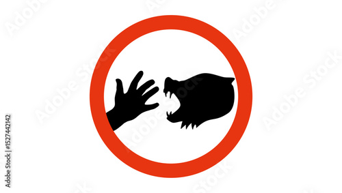 Danger  bite sign, black and red isolated silhouette