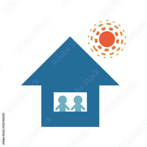 熱中症対策　室内で涼む　イメージイラスト素材