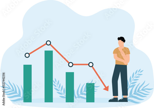Business failure and economic recession,investment loss or stock market falling down, crisis or crash for investing risk or depression concept
