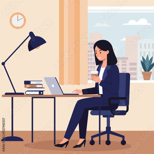 Concept vector illustration of a businesswoman.
