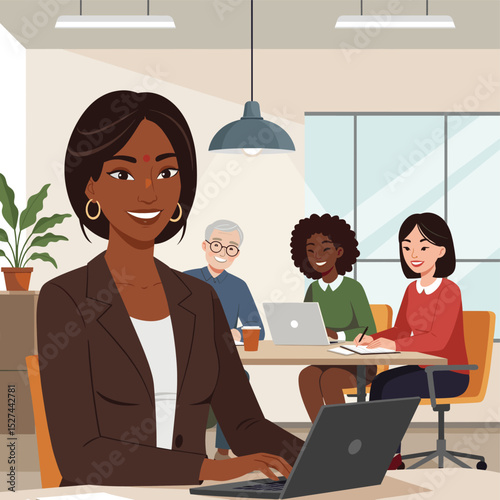 Concept vector illustration of a businesswoman.