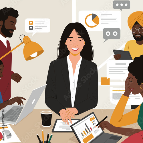 Concept vector illustration of a businesswoman.
