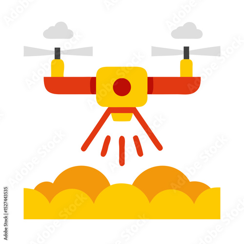 Pest Detection Drone Hovering Over Field Cutout illustration
