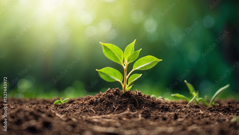 Fototapeta premium Young Plant Growing in Sunlight for Sustainable Growth