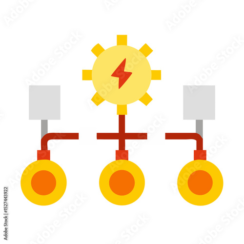 Power Distribution Network Map Isolated illustration