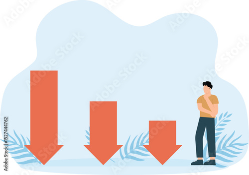 Stock market decline in crisis or bubble burst, investment or economic recession, career dead end or financial risk concept
