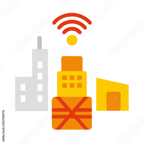 Smart City Energy Grid Icon Blue Cutout illustration