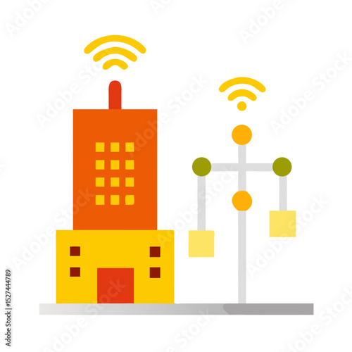 Smart City Power Grid Green Transparent illustration