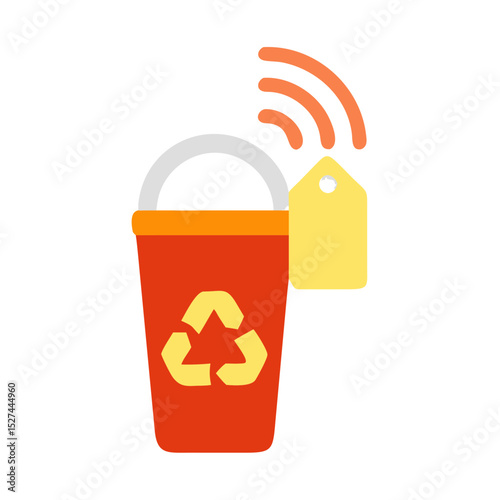 Smart Recycling Bin Tag illustration Cutout with Rfid Symbol
