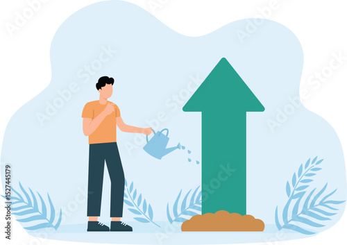 Grow business and growth or increase revenue income, personal development and growth mindset or investment profit concept
