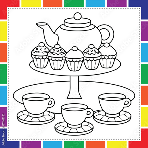 Cute and Whimsical Tea Cup Coloring Sheet for Kids, Perfect for Early Learners and Little Artists, Printable Tea Cup Coloring Page for Kids A Delightful Way to Encourage Creativity and Focus