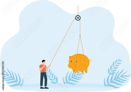 salary or profit increase, making more money and collect more wealth concept

