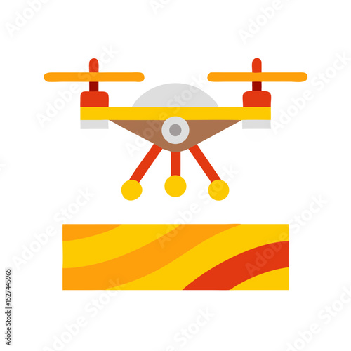 Aerial Perspective of Drone Surveying Farmland Transparent Background