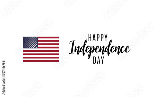 Happy Independence Day with American Flag | Patriotic Holiday Illustration for Celebration Greetings and Social Media