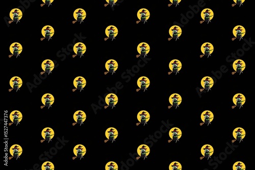 vector seamless pattern, Halloween witch wallpaper.