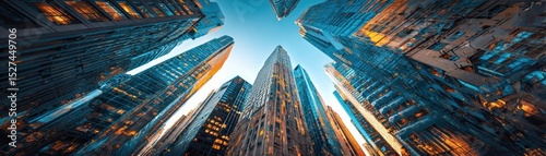 Generate an innovative, eye-level perspective of a cityscape