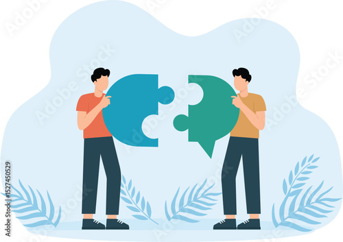 Business communication skills and explain idea, speak, tell and listen to coworkers, work discussion or success information concept
