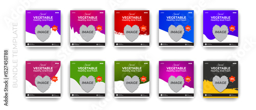 Vegetable and fruit grocery delivery social media Instagram post template design