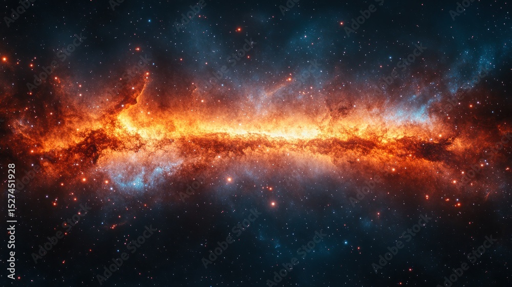 Fototapeta premium Cosmic expanse of fiery nebulae